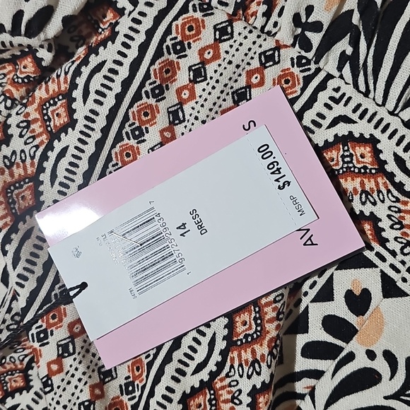 Linen Blend Tile Print Mini Dress - Picture 6 of 6